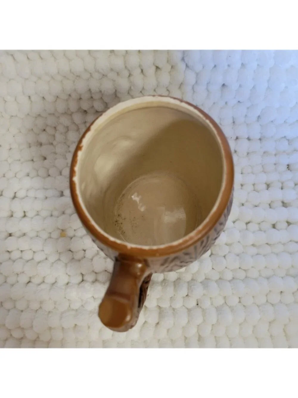 Vintage Knott's Berry Farm Ceramic Mug 3D Raised design brown w/horse California
